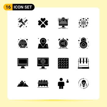 User Interface Pack of 16 Basic Solid Glyphs of healthy network dashboard hierarchy processing Editable Vector Design Elements