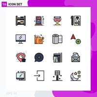 Universal Icon Symbols Group of 16 Modern Flat Color Filled Lines of education programming director planning develop Editable Creative Vector Design Elements