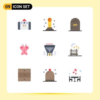 paquete de interfaz de usuario de 9 colores planos básicos de datos naturaleza graves elementos de diseño vectorial editables de animales de pascua vector