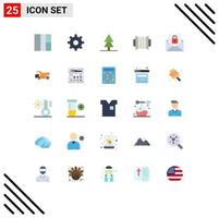 25 User Interface Flat Color Pack of modern Signs and Symbols of truck envelope tree email music Editable Vector Design Elements