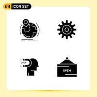 Thematic Vector Solid Glyphs and Editable Symbols of location power of influence pin setting human Editable Vector Design Elements