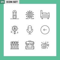 Outline Pack of 9 Universal Symbols of microphone devices online job search Editable Vector Design Elements