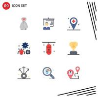 paquete de iconos vectoriales de stock de 9 signos y símbolos de línea para la configuración de la bolsa de boxeo error del hospital configurar elementos de diseño vectorial editables vector