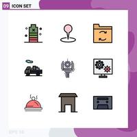 9 Thematic Vector Filledline Flat Colors and Editable Symbols of machine automation pin transport delivery Editable Vector Design Elements