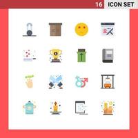 Universal Icon Symbols Group of 16 Modern Flat Colors of food map embarrassed location web Editable Pack of Creative Vector Design Elements