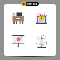 4 User Interface Flat Icon Pack of modern Signs and Symbols of desk strategy estate online communication tower Editable Vector Design Elements