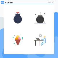 Set of 4 Commercial Flat Icons pack for gun carnival weapons christmas ice Editable Vector Design Elements