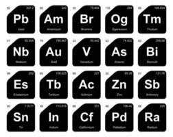 diseño de paquete de iconos de 20 tablas preiodicas de los elementos vector