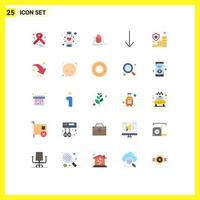 User Interface Pack of 25 Basic Flat Colors of investment down watch arrow testing Editable Vector Design Elements