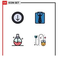 Filledline Flat Color Pack of 4 Universal Symbols of arrow fashion clothes fathers day perfume Editable Vector Design Elements