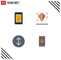 Flat Icon Pack of 4 Universal Symbols of mobile arrows phone kite navigation Editable Vector Design Elements