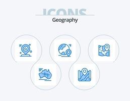 paquete de iconos de geografía azul 5 diseño de iconos. localización. mapa. localización. recorrido. alfiler vector