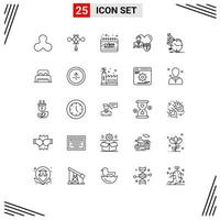 Line Pack of 25 Universal Symbols of detection protect cyber home insurance Editable Vector Design Elements