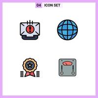 4 Creative Icons Modern Signs and Symbols of communication award help internet medal Editable Vector Design Elements