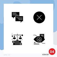 Group of 4 Modern Solid Glyphs Set for sms business bubble media laws Editable Vector Design Elements