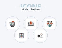 Modern Business Line Filled Icon Pack 5 Icon Design. success. match. news. jigsaw. puzzle vector