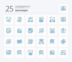 Data Analysis 25 Blue Color icon pack including data. graph. connection. digital. document vector