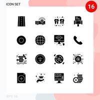 Set of 16 Modern UI Icons Symbols Signs for service dish filling rules book Editable Vector Design Elements