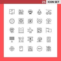 25 Universal Line Signs Symbols of controller judgment music court patent Editable Vector Design Elements