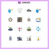 conjunto de 16 iconos de interfaz de usuario modernos símbolos signos para sobre avatar sistema solar árbol naturaleza paquete editable de elementos de diseño de vectores creativos