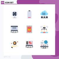 Group of 9 Modern Flat Colors Set for web advert billboard low advert connect Editable Vector Design Elements