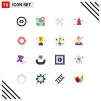 Modern Set of 16 Flat Colors and symbols such as direction arrows google arrow winter Editable Pack of Creative Vector Design Elements