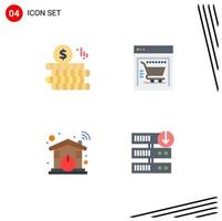 4 Thematic Vector Flat Icons and Editable Symbols of money wifi ecommerce automation download Editable Vector Design Elements