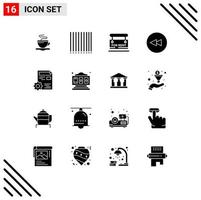 16 Universal Solid Glyphs Set for Web and Mobile Applications edit setting for rent profile rewind Editable Vector Design Elements