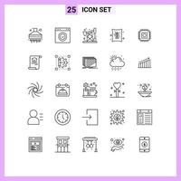 Universal Icon Symbols Group of 25 Modern Lines of microchip chip pollution seeds farm Editable Vector Design Elements