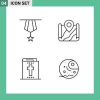 Set of 4 Vector Filledline Flat Colors on Grid for badge destination medal pin halloween Editable Vector Design Elements