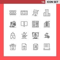 16 User Interface Outline Pack of modern Signs and Symbols of laptop board folder analytics housing Editable Vector Design Elements