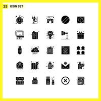 25 User Interface Solid Glyph Pack of modern Signs and Symbols of computer music control pad celebration screwdriver Editable Vector Design Elements