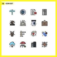 paquete de iconos de vector de stock de 16 signos y símbolos de línea para datos de refrigerador lateral por elementos de diseño de vector creativo editable de oficina