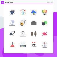 Pack of 16 Modern Flat Colors Signs and Symbols for Web Print Media such as blowing party emission celebration balloons Editable Pack of Creative Vector Design Elements