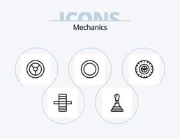 paquete de iconos de línea mecánica 5 diseño de iconos. . rueda. reparar. bomba. caja de cambios vector