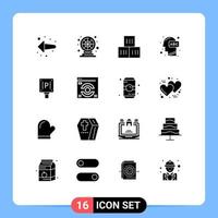 Modern Set of 16 Solid Glyphs Pictograph of board learning good knowledge head Editable Vector Design Elements