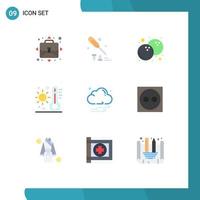Modern Set of 9 Flat Colors Pictograph of weather cloud food weather summer Editable Vector Design Elements