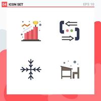 Set of 4 Modern UI Icons Symbols Signs for achieve phone reach communication snowflake Editable Vector Design Elements