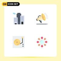 Set of 4 Modern UI Icons Symbols Signs for building audio gdpr music health Editable Vector Design Elements