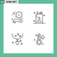 Modern Set of 4 Filledline Flat Colors and symbols such as clock power time energy gift Editable Vector Design Elements