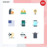 9 Universal Flat Color Signs Symbols of app layout empty light idea Editable Vector Design Elements