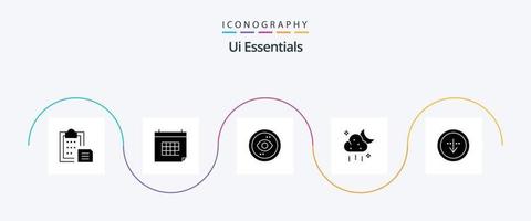 Ui Essentials Glyph 5 Icon Pack Including ui. cloud. day. view. interface vector