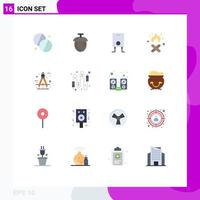 Modern Set of 16 Flat Colors and symbols such as tool compass heater circle canada Editable Pack of Creative Vector Design Elements