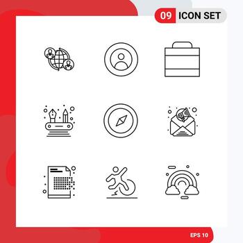 User Interface Pack of 9 Basic Outlines of map networking user competencies million Editable Vector Design Elements