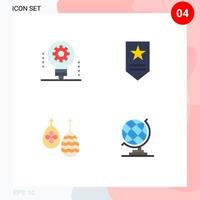 conjunto moderno de 4 iconos y símbolos planos como elementos de diseño de vectores editables de comida militar de bombilla de pascua ai