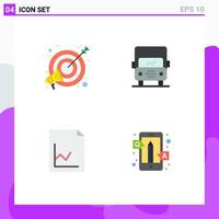 4 User Interface Flat Icon Pack of modern Signs and Symbols of goal document marketing truck answers Editable Vector Design Elements