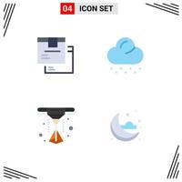 Set of 4 Vector Flat Icons on Grid for box printer logistic snow cloud Editable Vector Design Elements
