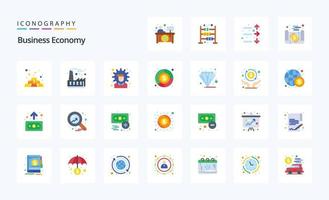 paquete de iconos de color plano de 25 economías vector