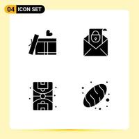User Interface Pack of Basic Solid Glyphs of giftbox ground mail security bread Editable Vector Design Elements