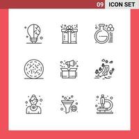 Pack of 9 Modern Outlines Signs and Symbols for Web Print Media such as product management education worm rotten Editable Vector Design Elements